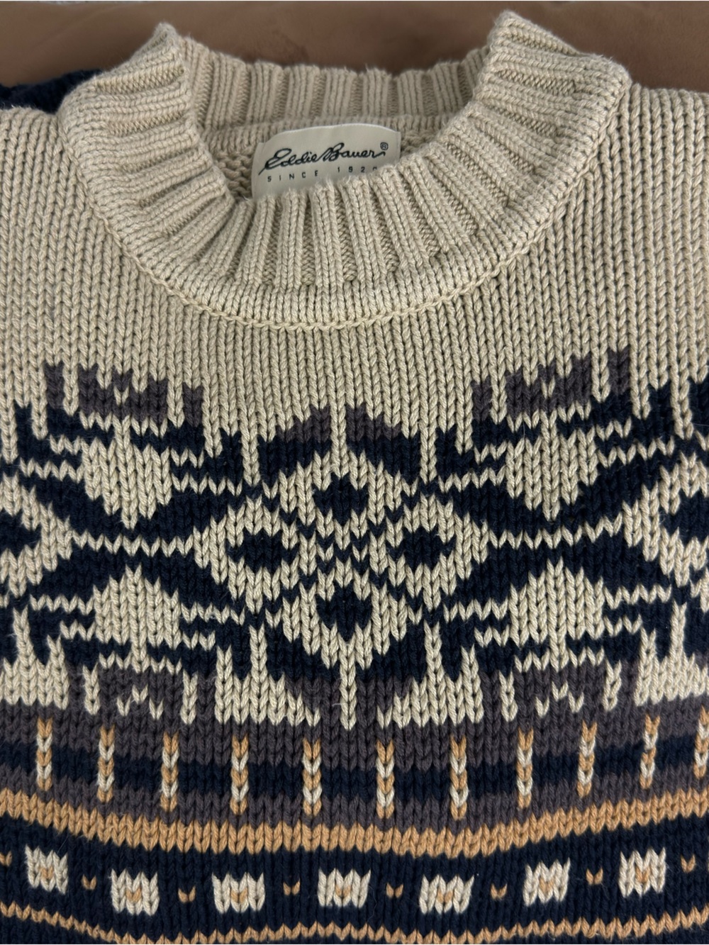 Vintage Eddie Bauer 100% Cotton Chunky Knit Sweater XL